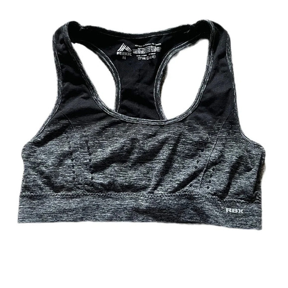RBX Gray and Black Razorback Athletic Workout Sports Bra Women’s Medium - Picture 1 of 4